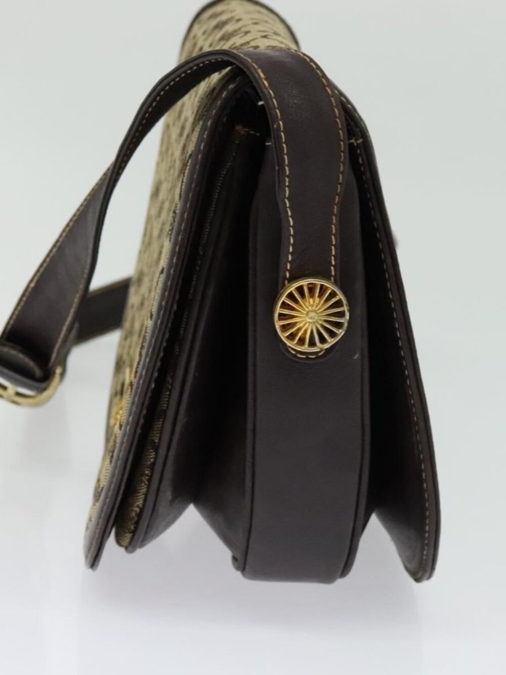 Authentic CELINE C Sulky Shoulder Bag Canvas Beige Gold - Picture 11 of 16